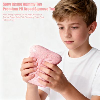 Медленно поднимающаяся игрушка-сквиши, реалистичная текстура, как у хлеба, снятие стресса, мягкий клубничный тост, игрушка с медленным восстановлением