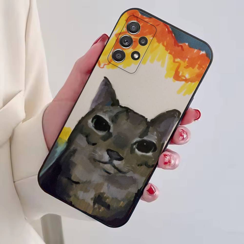 Кошачьи мемы F-Смешной милый чехол для телефона для Samsung S25, S24, S21, S22, S23, S30, Ultra, S20, Plus, Fe, Мягкий силиконовый черный чехол