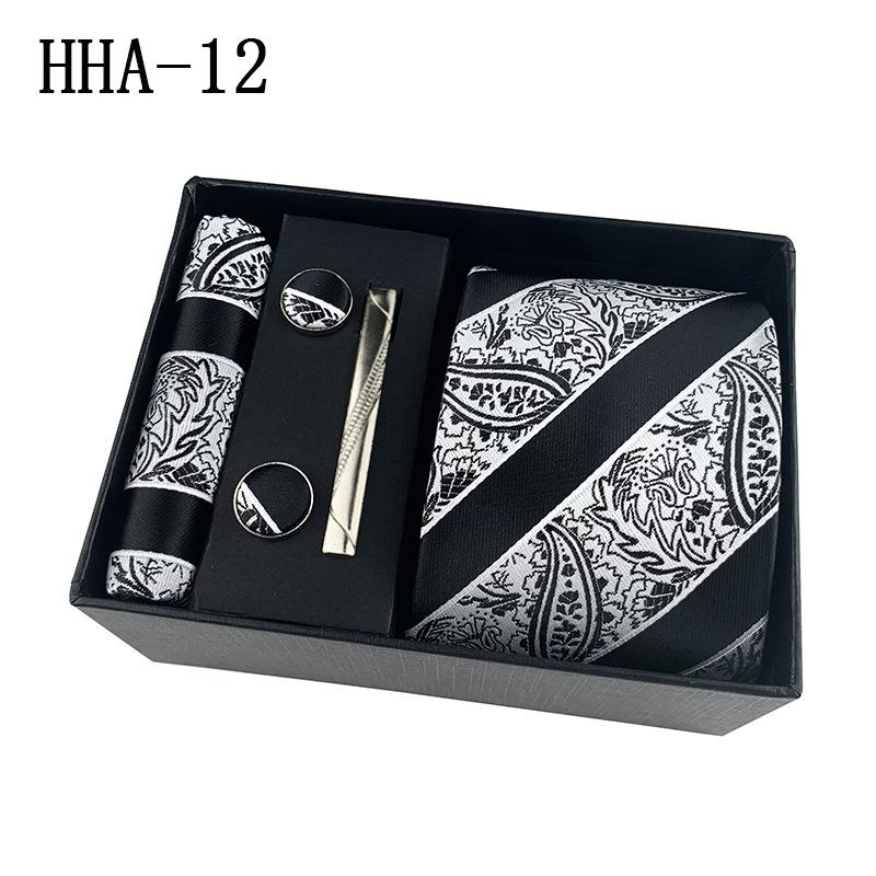 Cozy Up 5 Pieces Set Paisley Men's Tie Including Tie Square Cuff Tie Clip Gift Box
