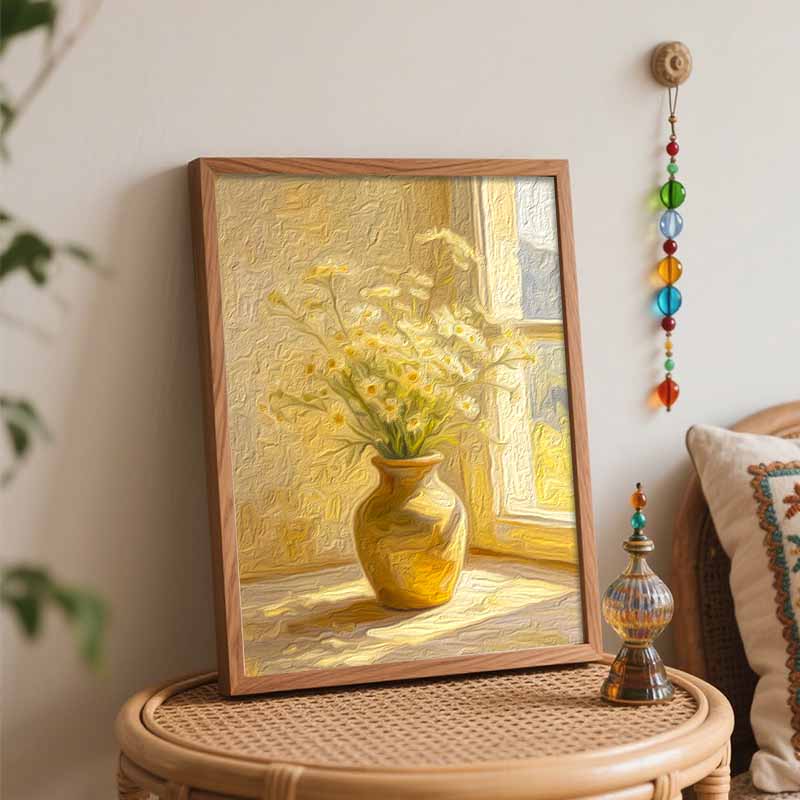 Набор для цифровой живописи маслом ручной работы DIY painting украшение дома картина цветок ромашки ваза солнечный свет эстетическое искусство 95 символов