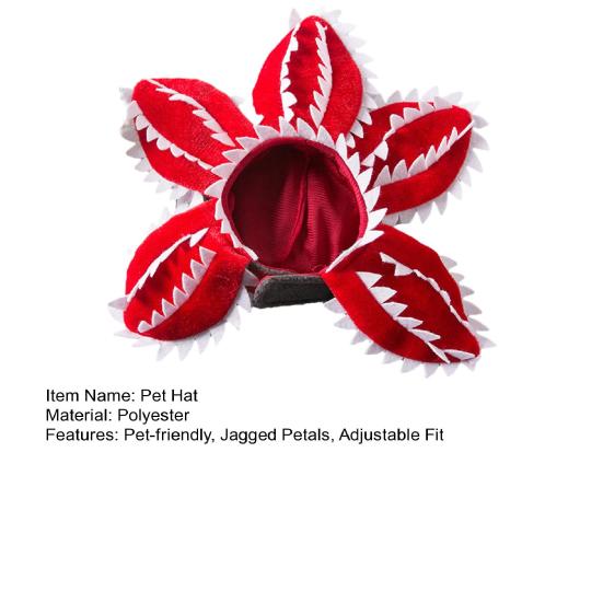 Шапка для собаки Демогоргон Дизайн плотоядного цветка Костюм для питомца Рваные лепестки Регулируемая Смешная шапка для питомца для маленьких собак кошек Косплей вечеринка Фотореквизит