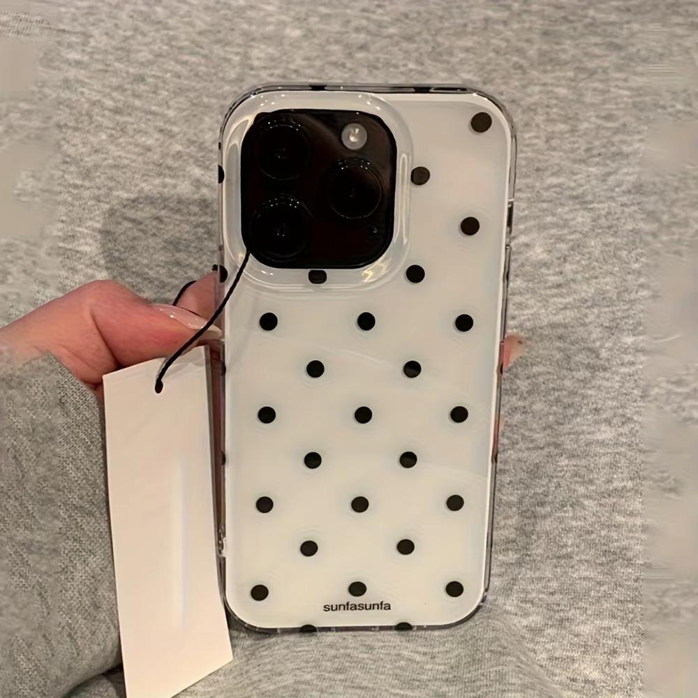 Минималистичный черно-белый чехол в горошек для iPhone 17 Air 16 Pro Max 15 14 Plus 13 12 Mini 11, противоударная силиконовая задняя крышка