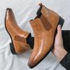 Модная Высококачественная Мужская Обувь на Остром Носке в Стиле Business Casual Ботильоны Модный Бренд Мужская Зимняя Новая Модель Удобные Кожаные Ботинки Челси