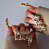 Handmade Leopard Print French Tip Bowknot Press-On Nails