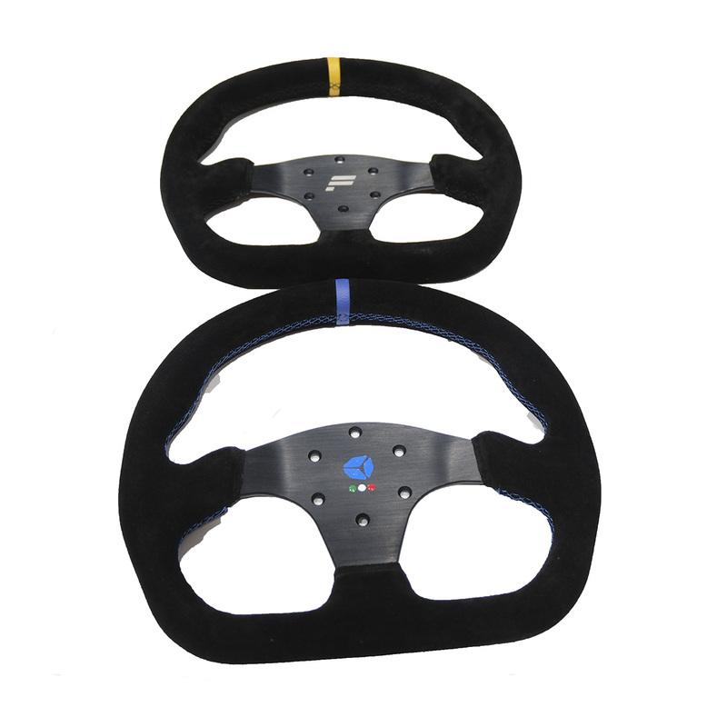 13inch 330mm Type D Steering Wheel Suede Steering Wheel Flat Game Steering Wheel Blue Yellow Ring