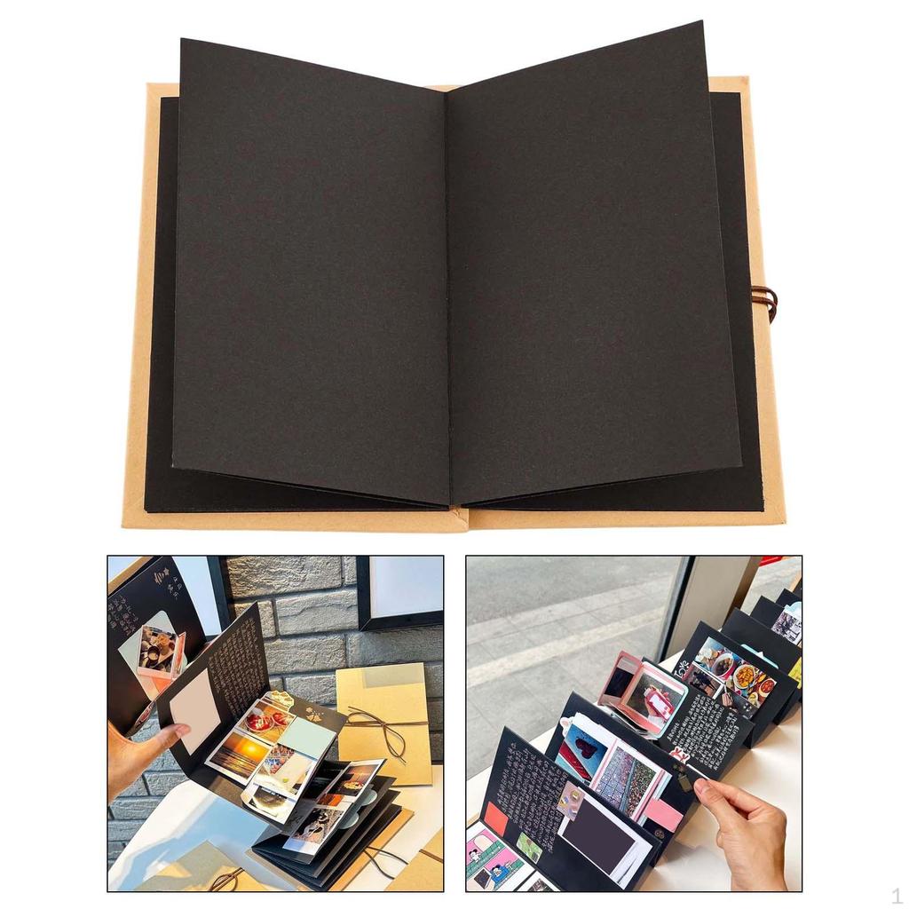 Black Scrapbook (18 Sheet 34 Pages) Memory Album Photo Book for Wedding Alentines Day