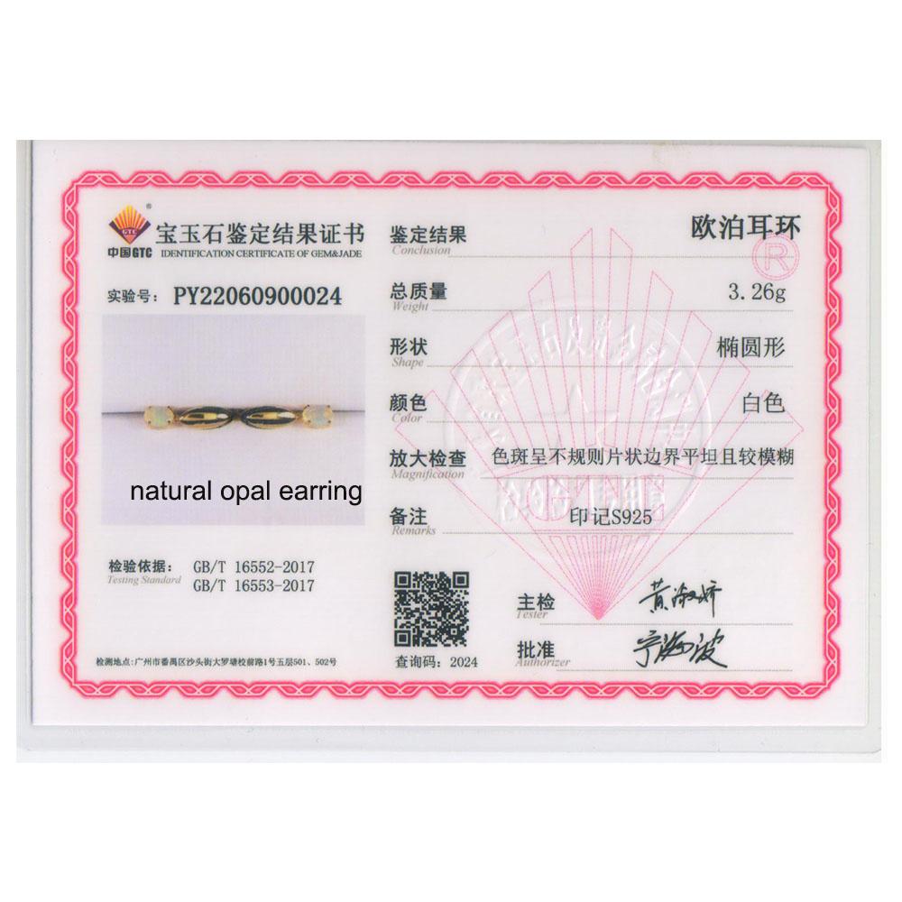 Natural Opal Ring Earrings Jewelry Set 925 Sterling Silver Simple Fashion Design for Women Anniversary Gift