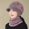 New Women Winter Hat Keep Warm Cap & Scarf Knit Suit Fashion Rabbit Fur Hat For Women Casual Flower Knitted Hat