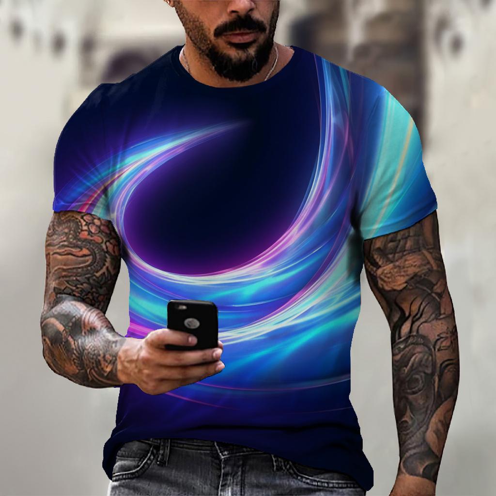 Мужская футболка с коротким рукавом и принтом, летняя круглая шея, трендовая повседневная толстовка