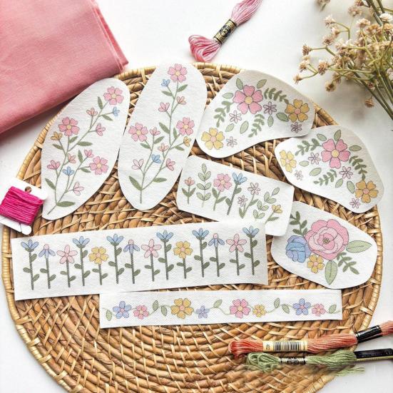 Стабилизатор для цветочной вышивки, самоклеящийся, водорастворимый стабилизатор, моющийся стабилизатор с предварительно напечатанным рисунком