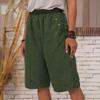 Женские летние шорты с эластичной талией, средней посадки, повседневные шорты в спортивном стиле с карманами, однотонные прямые широкие шорты