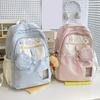 Рюкзак для девочек Школьный рюкзак с окошком для ID кампуса Передний карман на шнурке Школьная сумка со съемным мини-кошельком для путешествий, улицы, колледжа
