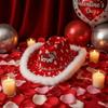 Wide Brim Cowgirls Top Hat Warmer Valentine's Day Party Hat Adjustable Red Heart Cowboy Cap  Men