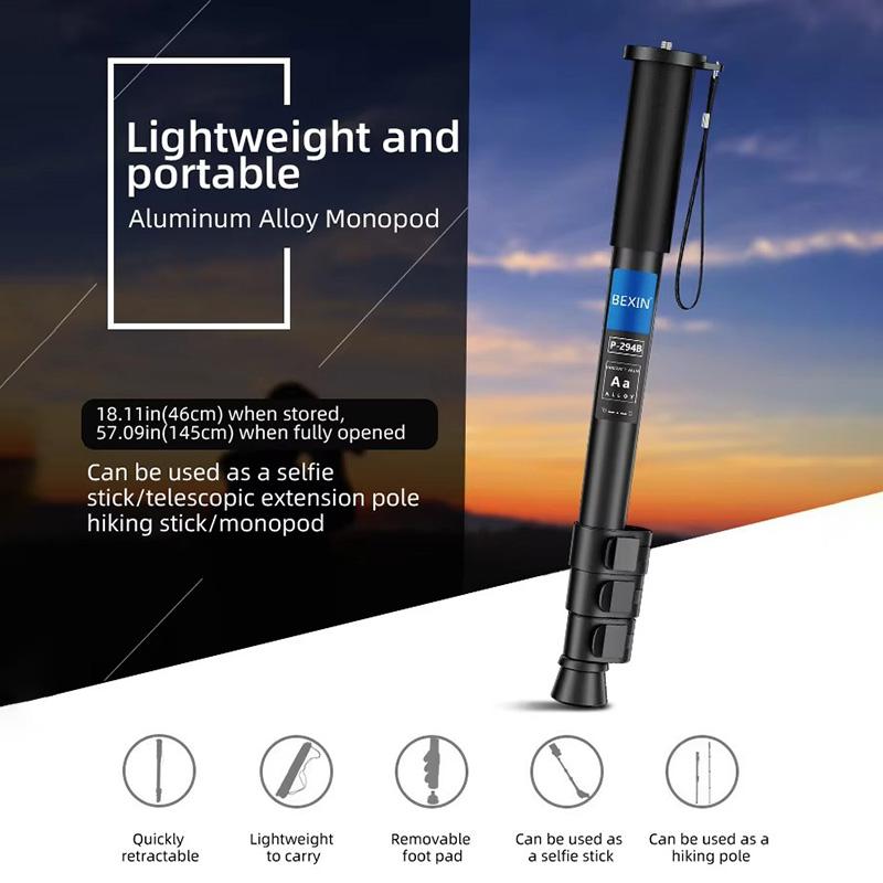 Portable Travel Outdoor Video Camera Aluminum Alloy Flexible Tripod Knob Lock Monopod Holder Tripod Set Photography Prop