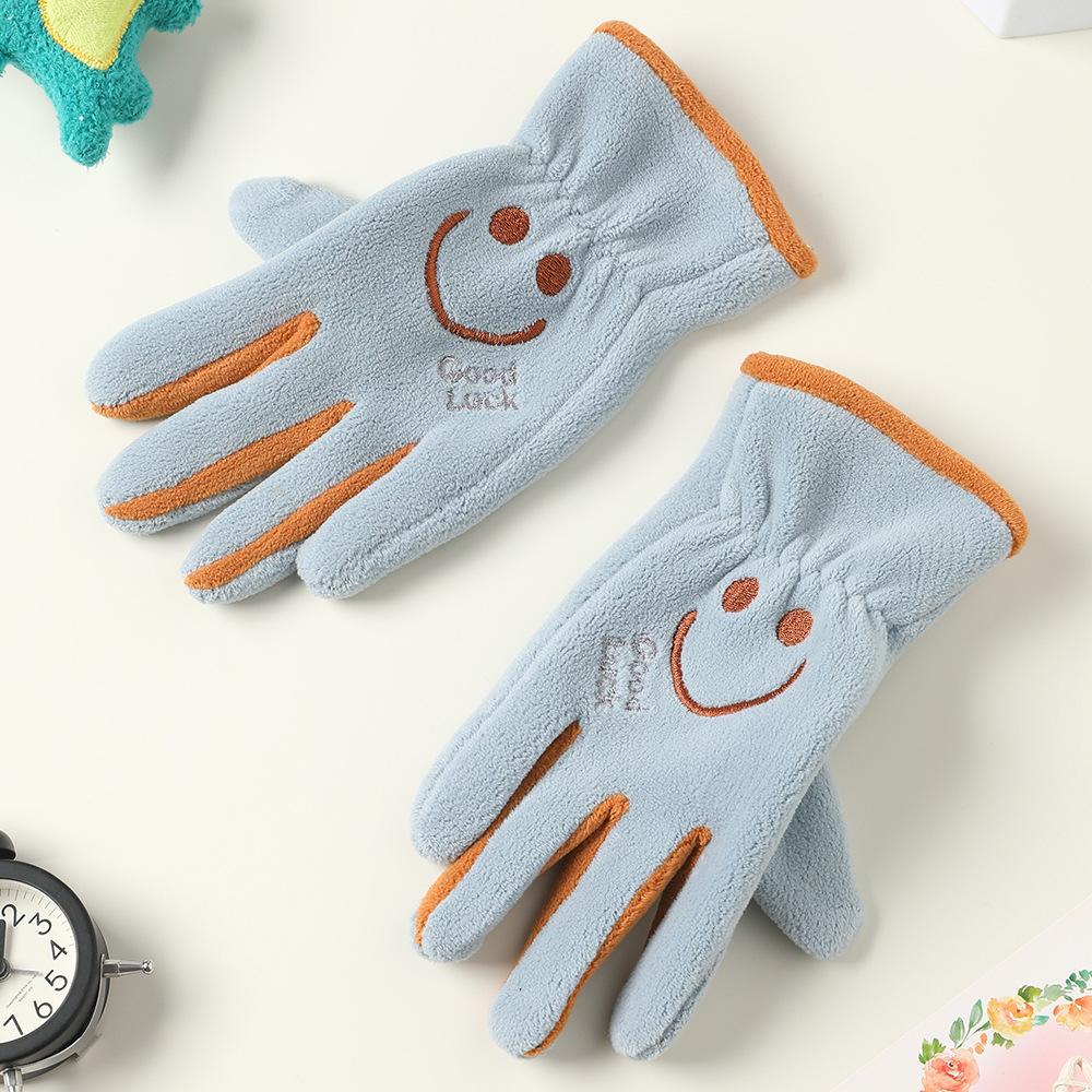 Add Fleece In Autumn and Winter Olympic Fleece Primary School Students Cycling Skin Friendly Outdoor Warm and Cold Proof Cute Gloves