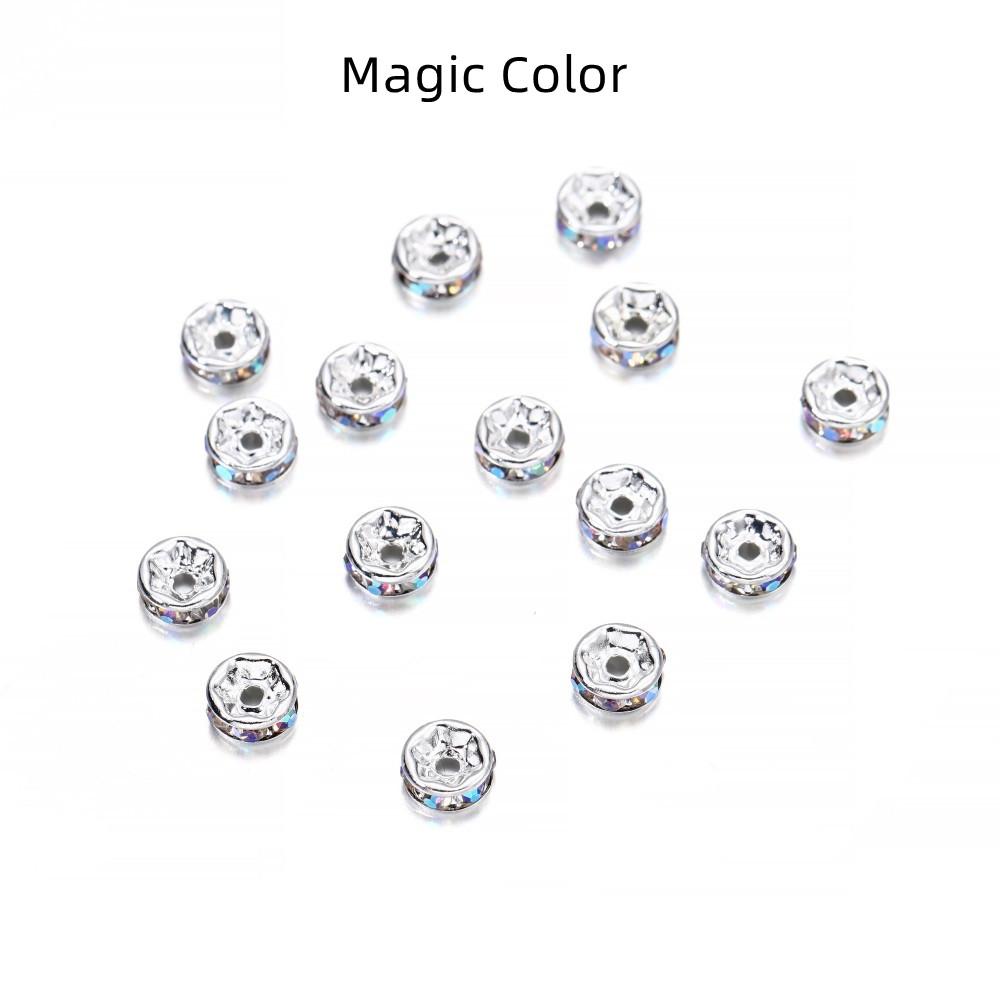 50pcs/lot 4 6 8 10mm Rhinestone Rondelles Crystal Bead Loose Spacer Beads for DIY Jewelry Making Accessories Supplie