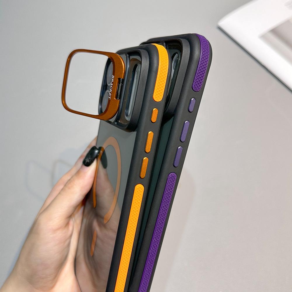 KEYSION Прозрачный магнитный чехол-подставка для линз MagSafe для iPhone 17 Pro Max Air TPU+PC Блокировка цвета Ударопрочный чехол для телефона