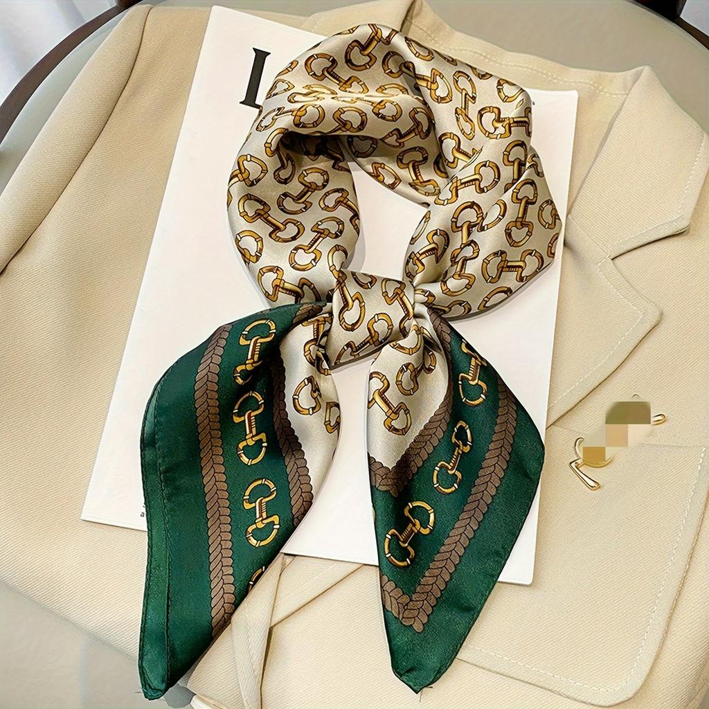 Luxury Brand Women Leopard Print Square Hijab Scarf Soft Satin Silk-like Small Neck Scarf Stylish Casual Headscarf
