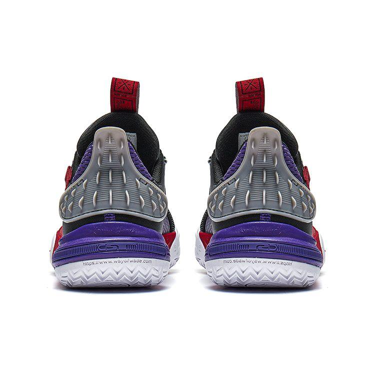 Li Ning All City 11 Lightweight Letter Shock Absorbing Wear Resistant Low Top Kids Basketball Shoes Kids Basketball Shoes Black Purple YKBT018-53