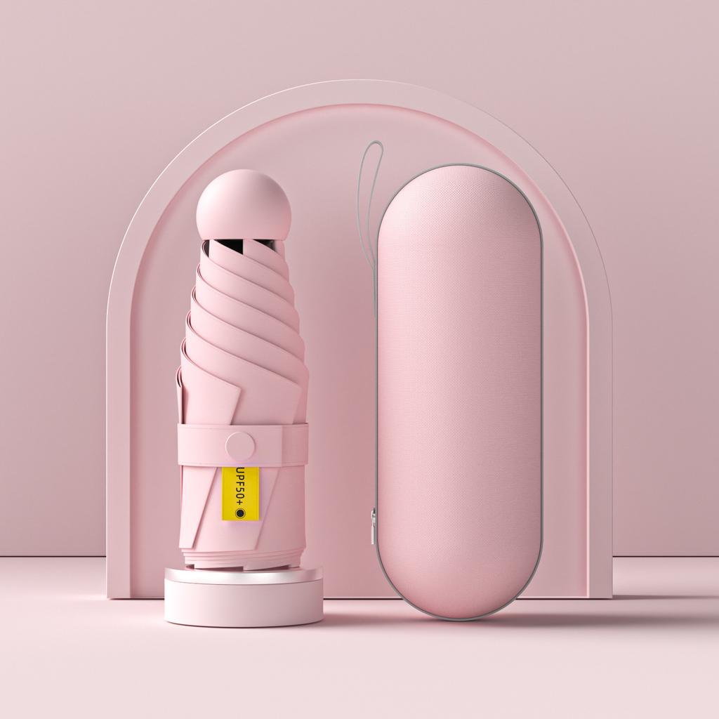 Высококачественный капсульный зонт Женский зонт от непогоды и дождя Ручной цветной клей Солнечный зонт Солнцезащитный УФ-защита Однотонный зонт