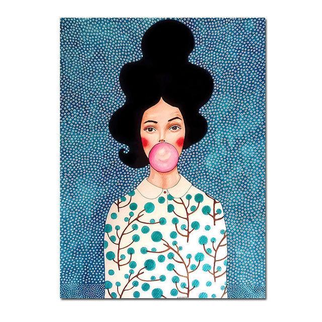 Скандинавская абстрактная девушка, цветок, птица, холст, картина, печать плакатов, винтажная настенная художественная картина для гостиной, домашний декор, Cuadros, без рамки