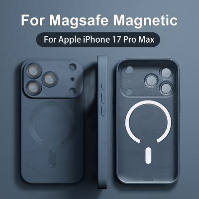 Магнитные матовые чехлы для iPhone 11 12 13 14 15 16 17 Pro Max 17 Air 16 Plus Чехол для беспроводной зарядки Magsafe Аксессуары для телефона