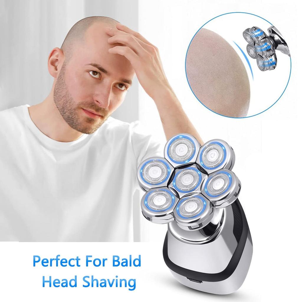 Men's Electric Bald Shaver Grooming Set Waterproof Cordless Multifunctional Wash Charging