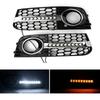 Flowing LED Honeycomb Mesh Grille Fog Light Turn Signal DRL 8KD807681 8KD807682 For A4 B8 2011