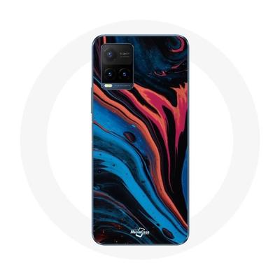 Coque Pour Vivo Y21s 2021 / Y21 2021 Texture Abstraite Bleu Noir Rouge