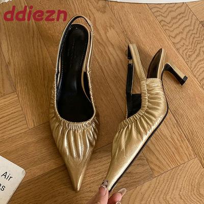 Мода Мода Остроносые Женские Туфли-Лодочки на Высоком Каблуке Роскошная Женская Обувь Слингбэки Обувь Слипоны Женские Туфли на Каблуке Новинка 2025