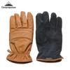 CAMPINGMOON Q27 Work Gloves Top-Grain Cowhide with Fleece Lining Warm Heat-Resistant Gloves for Camping and Handling Hot Objects