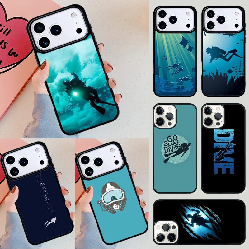 Scuba Diver Underwater Diving Phone Case For iPhone 17 Air 14 15 13 12 Max Cover For Apple 16e 11 Pro Max Plus Coque