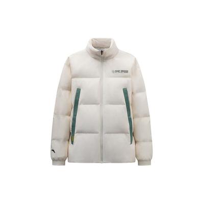 Anta Куртка-пуховик унисекс с воротником-стойкой, застежкой-молнией и принтом в виде букв, белая 972341902-1