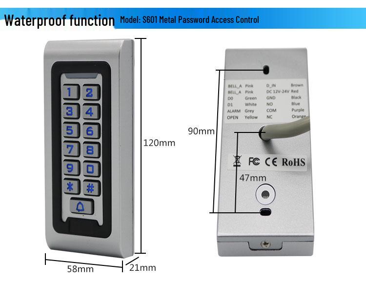 Waterproof Access Control System with Password & Card Swipe - Supports 1000 Users