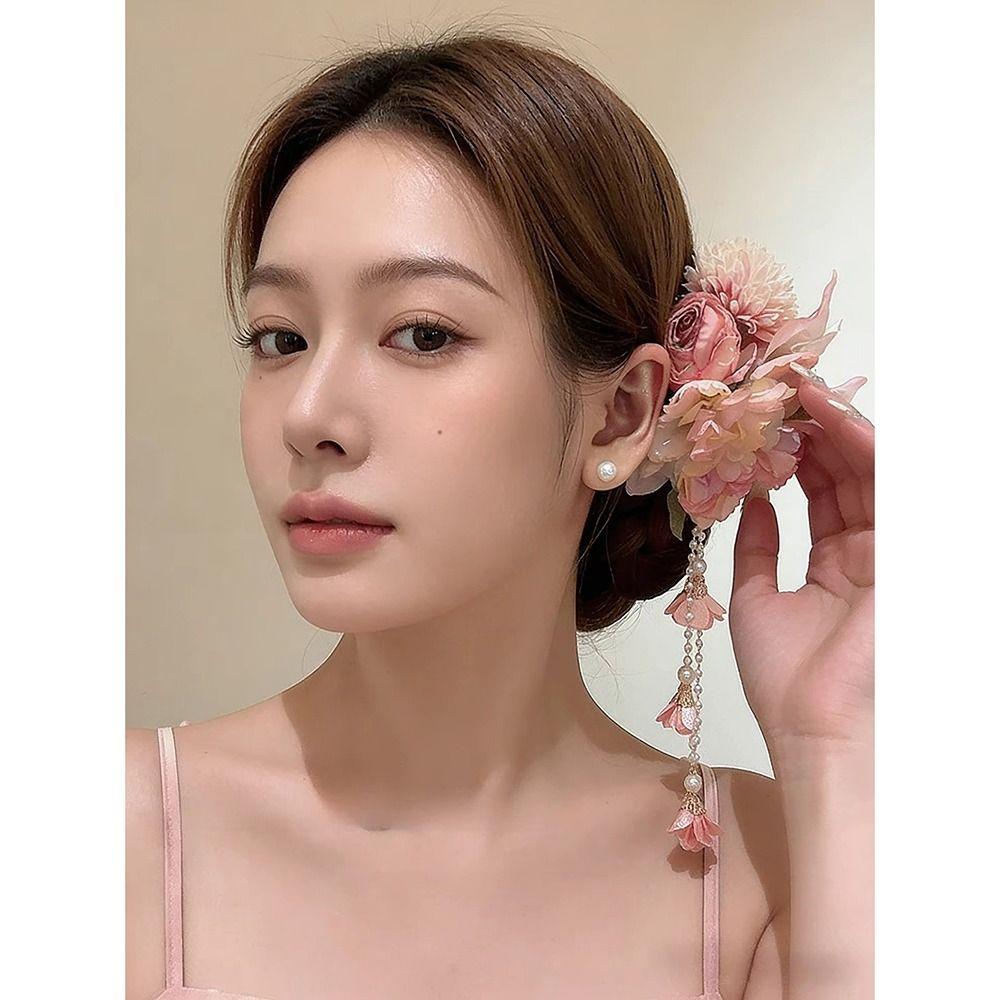 1Pcs Chinese Style Hair Clip Headpieces Fresh Flower Hairpin Durable Hanfu Hair Accessories