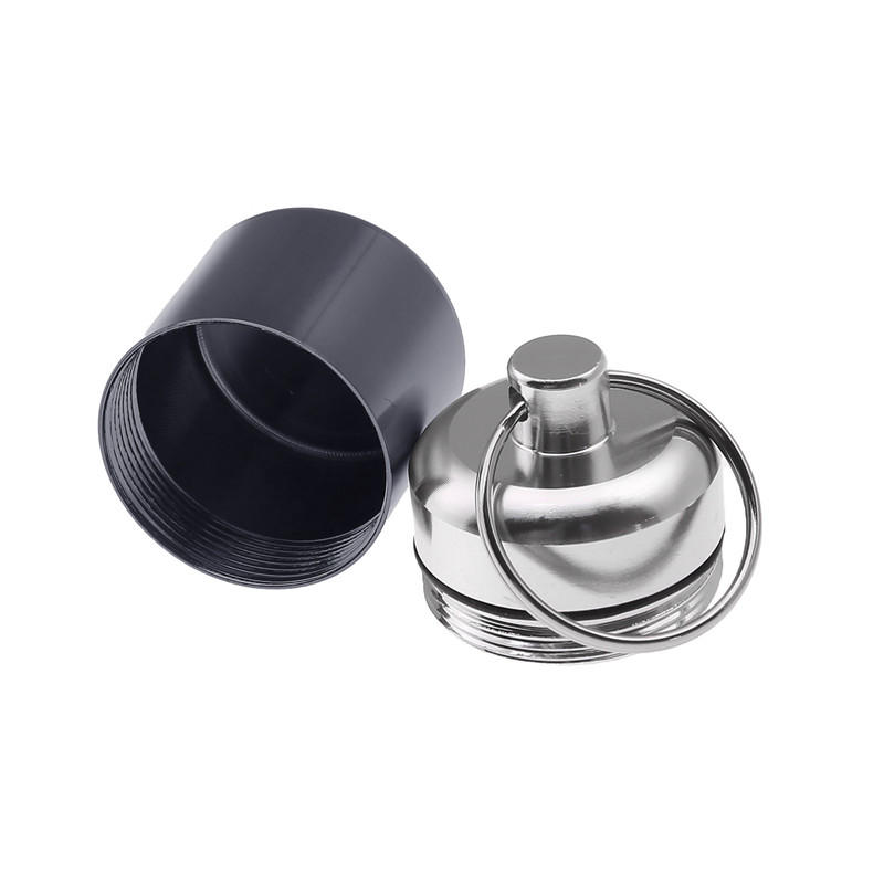 Mini Waterproof Aluminum Alloy Pill Box Case Bottle Cache Drug Holder Container Keychain Storage Tank