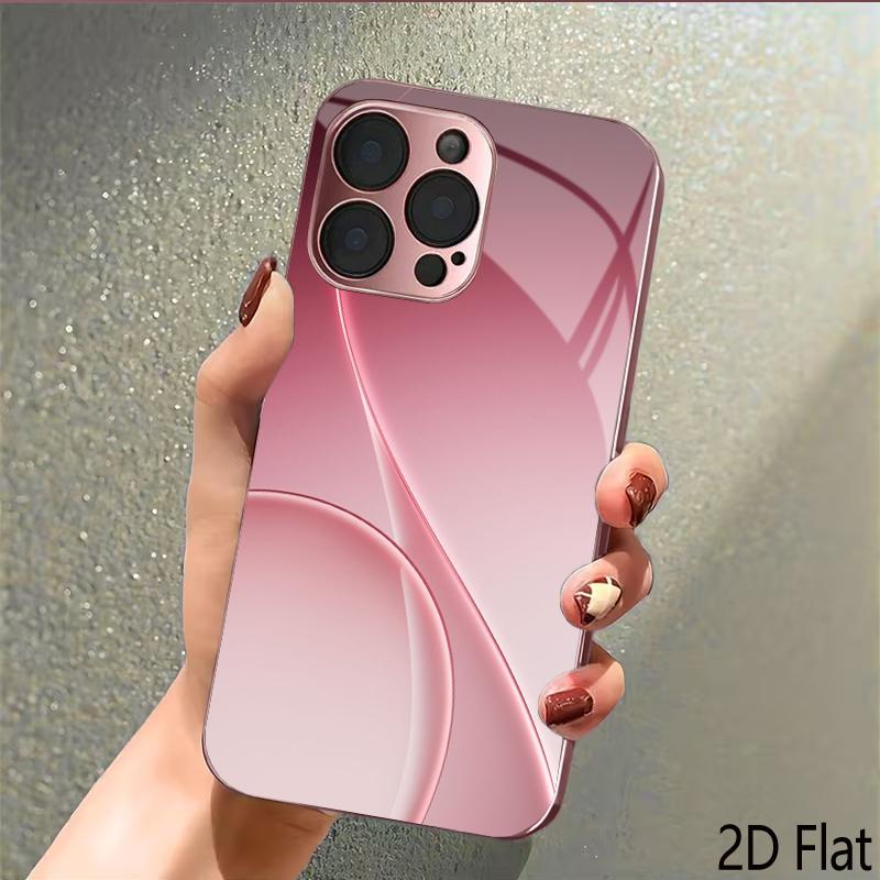 Плавная световая кривая 2DПлоская Для iPhone17 18 16 15 14 13 12 11 Pro Max XS XR 8 7Plus Чехол для телефона Ударопрочный Защитная задняя крышка