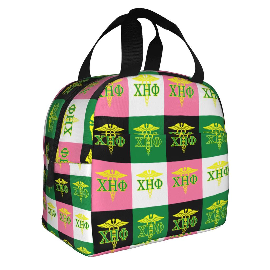 CHI ETA PHI Sorority Nurse 1932 Insulated Lunch Bags for Green and Yellow Resuable Cooler Thermal Bento Box Work School Travel