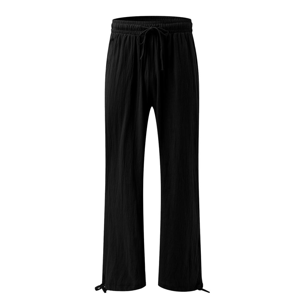 Women's 9-pant Casual Loose High Waist Cotton Linen Wide Leg Long Pants With Pockets