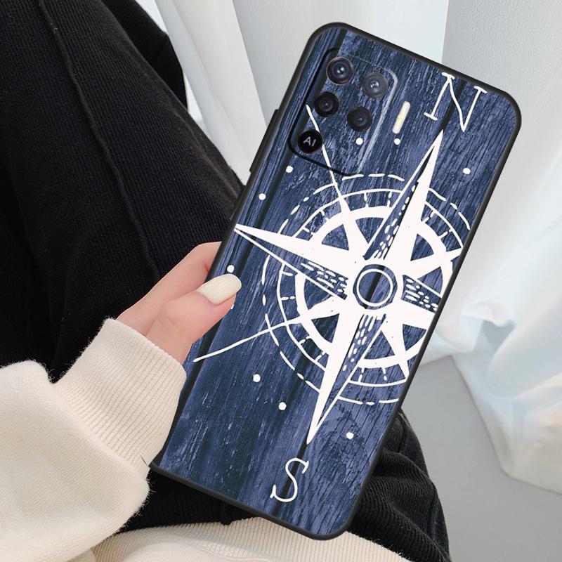 Карта мира Компас Морской Чехол Для Oppo A54 A74 A94 A18 A57 A17 A77 A38 A58 A78 A98 A80 A60 A40 A96 A76 A16 A15 A5 Pro