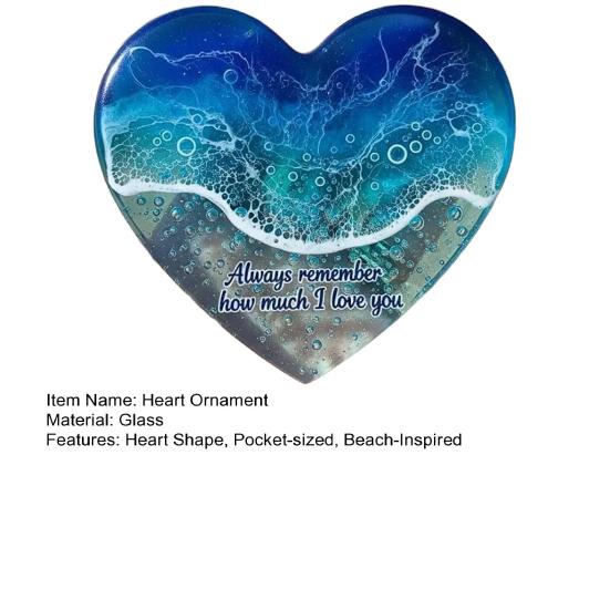 Ocean Pocket Heart Glass Beach Heart Ornament Handmade Pocket Sea Mini Heart Keepsake Gift for Friend Valentine's Day Birthday