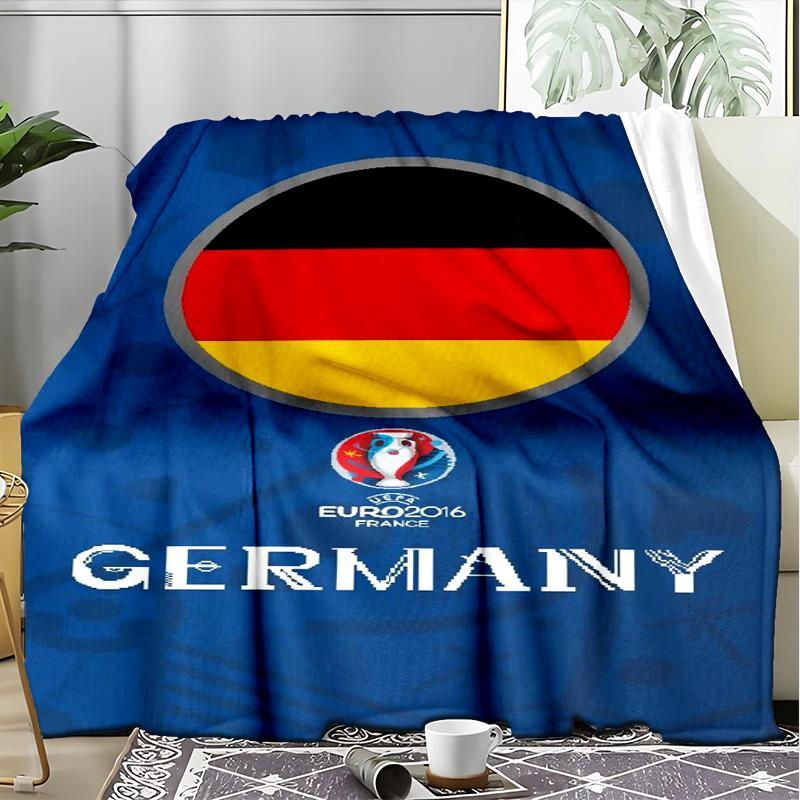 1PC German Football Emblem Printed Soft Flannel Blanket Throw for Adult Bedroom Living Room Sofa Camping Travel Fan gifts Christmas Gifts