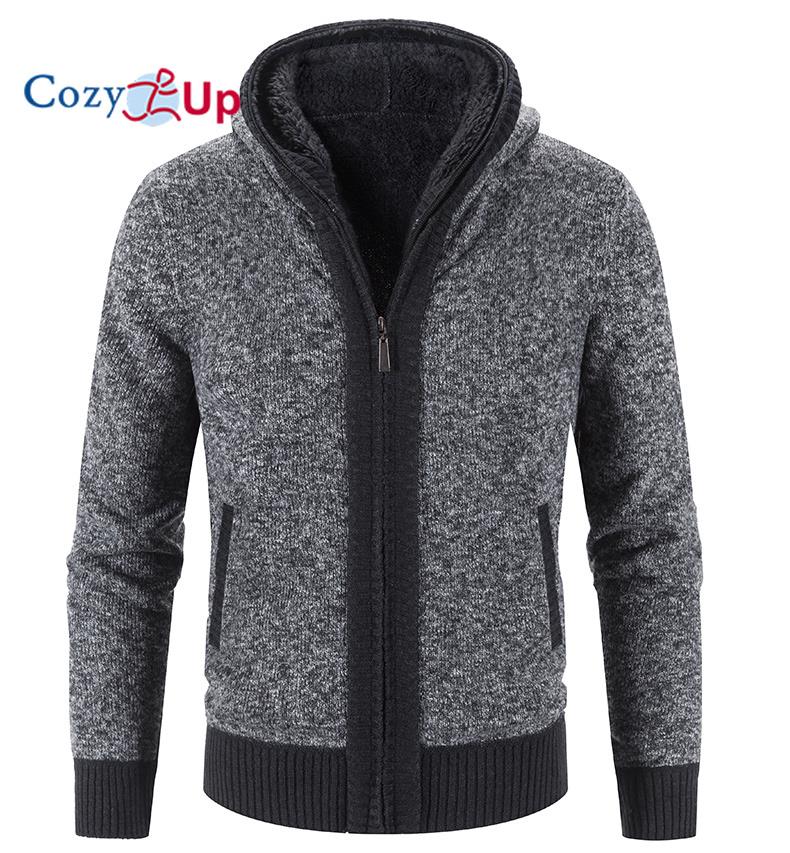 Cozy Up Флисовый стеганый свитер, пальто, однотонный кардиган с капюшоном для мужчин
