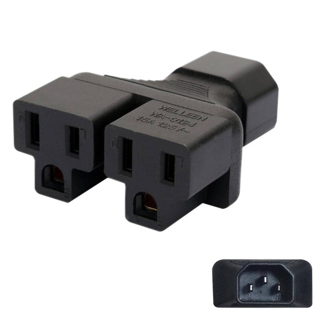 3-контактный штекер IEC320-C14 Адаптер питания для компьютера к двойному порту 5-15R/C13/C15