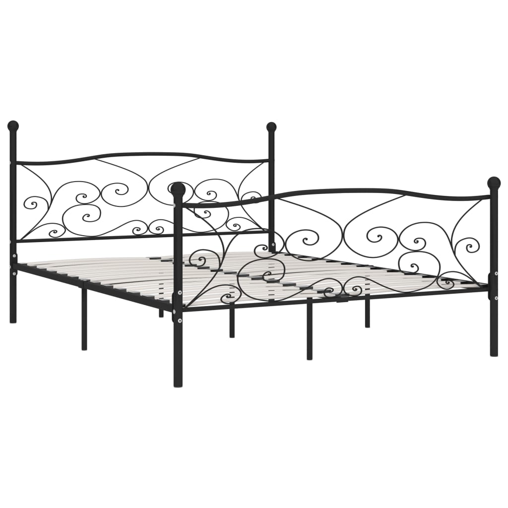 Bed Frame with Slatted Base Black Metal 180 * 200 cm