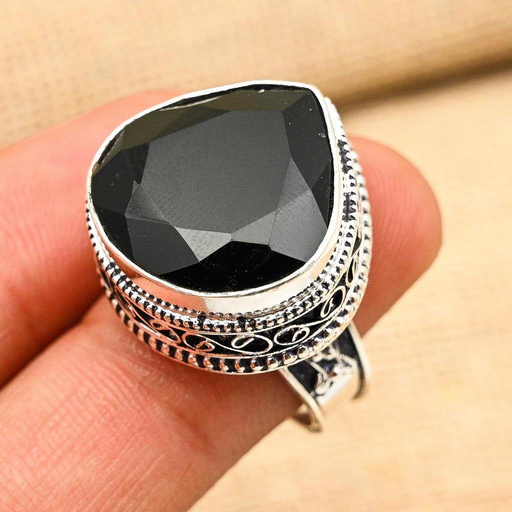 Lavish Black Spinel Gemstone Handmade 925 Sterling Silver Ring Jewelry For Wedding Gift