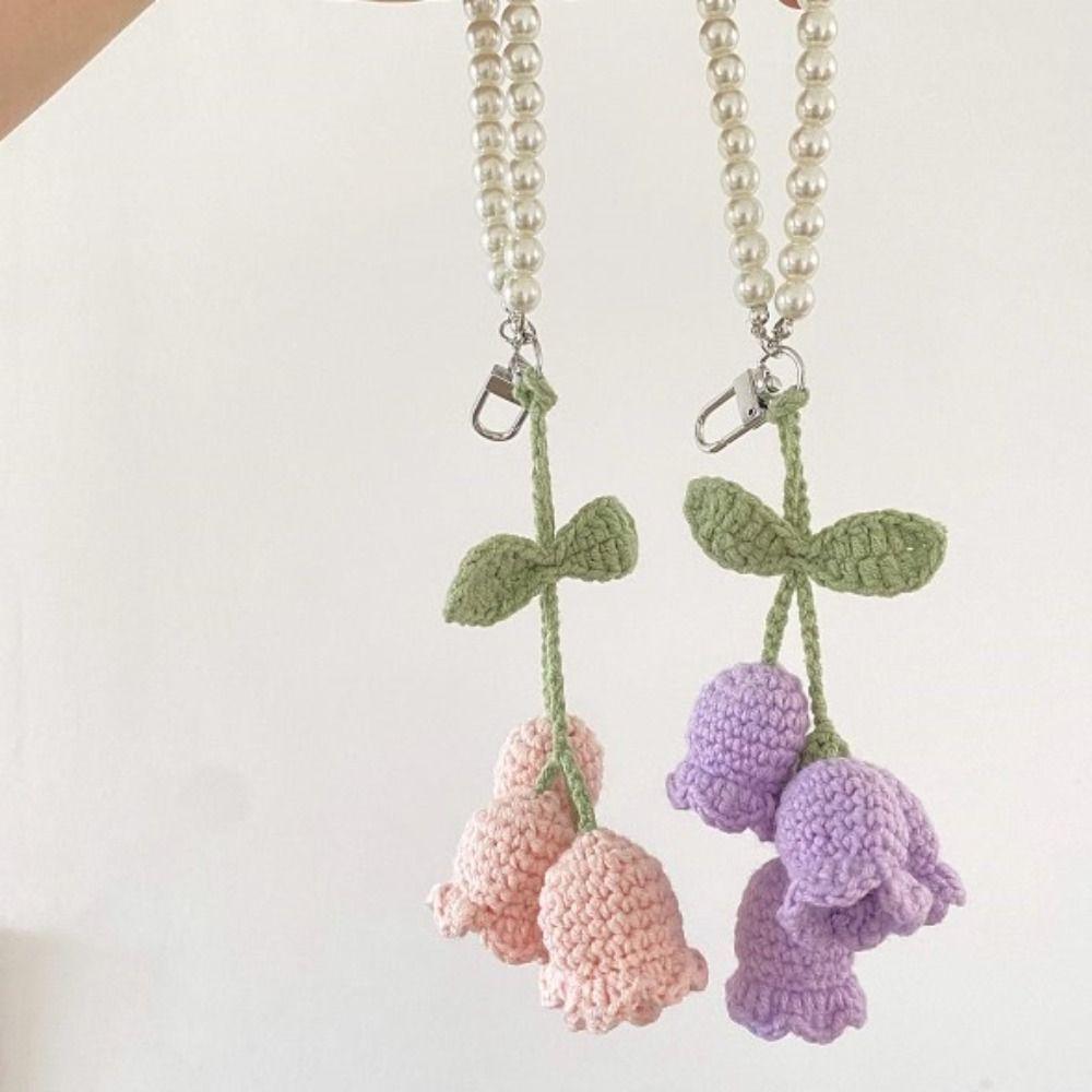 Брелок для ключей из шерсти, вязанный крючком, светлый жемчужный рюкзак, кулон, плетеный брелок для ключей от автомобиля, украшение для ключей