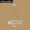 Nordic Crystal Ring LED Chandelier Luxury Stainless Steel Dimmable Pendant Lamp Kitchen Dining Room Ceiling Chandeliers Lighting