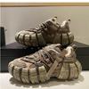 Men Platform Sneakers Tire Sole Designer Chunky Running Shoes British Retro Luxury Microfiber Leather Fashion Casual