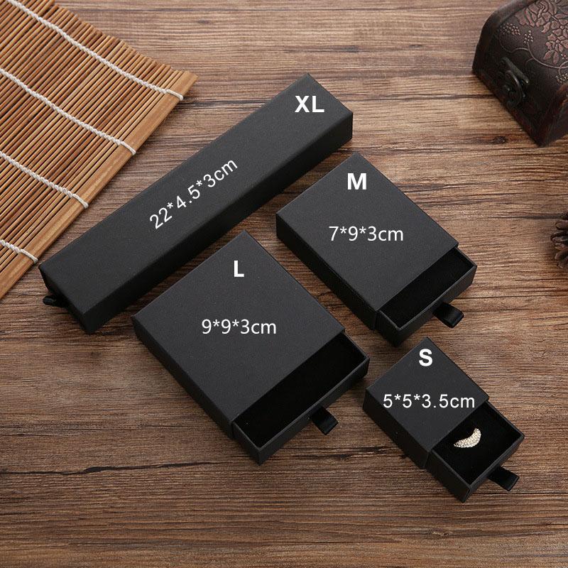 1PC Cardboard Packaging For Ring Earrings Jewelry Organizer Drawer Box Necklace Kraft Paper